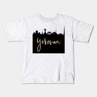 YEREVAN ARMENIA DESIGNER SILHOUETTE SKYLINE ART Kids T-Shirt